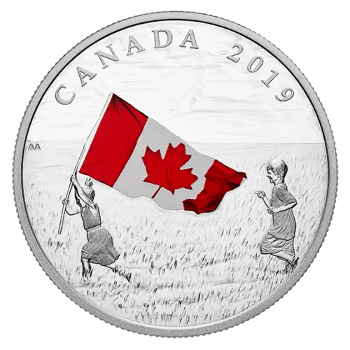 2019 Canadian $20 Canada's National Flag - 1 oz Fine Silver Coloured Coin