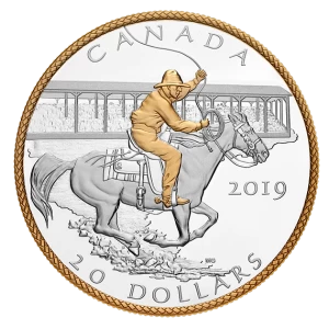 2019 Canadian $20 Victory Stampede - 1 oz Fine Silver & Gold-plated Coin