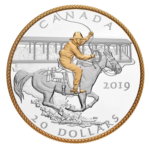 2019 Canadian $20 Victory Stampede - 1 oz Fine Silver & Gold-plated Coin