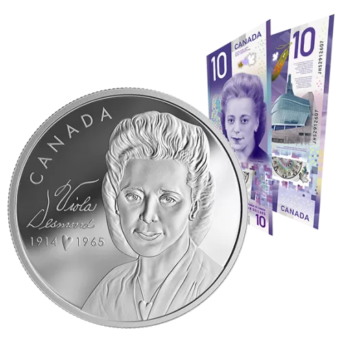 2019 Canadian $20 Viola Desmond - Fine Silver Coin & $10 Bank Note Set