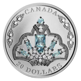 2020 Canadian $20 Her Majesty Queen Elizabeth II's Brazilian Aquamarine Tiara - 1 oz Fine Silver Coin