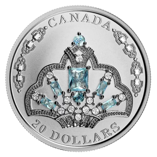 2020 Canadian $20 Her Majesty Queen Elizabeth II's Brazilian Aquamarine Tiara - 1 oz Fine Silver Coin
