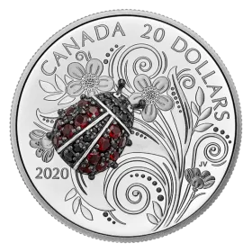 2020 Canadian $20 Bejeweled Bugs: Ladybug - 1 oz Fine Silver Coin