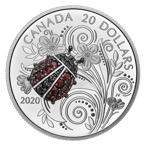 2020 Canadian $20 Bejeweled Bugs: Ladybug - 1 oz Fine Silver Coin