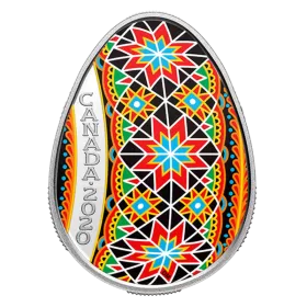2020 Canadian $20 Traditional Ukrainian Pysanka Egg-shaped Silver Coloured Coin
