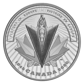 2020 (1945-) Canadian $20 Second World War Battlefront Series: Victory in Europe - 1 oz Fine Silver Coin