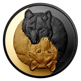 2021 Canadian $20 Black and Gold: The Grey Wolf - 1 oz Fine Silver Gold-plated Coin