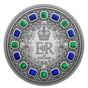 2022 (1952-) Canadian $20 The Imperial State Crown - 1 oz Fine Silver Coin with Gemstones