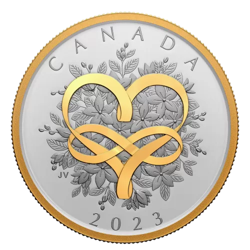 2023 Canadian $20 Celebrate Love - 1 oz Fine Silver Coin with Yellow Gold Plating