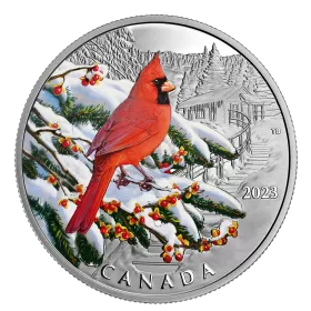2023 Canadian $20 Colourful Birds: Northern Cardinal - 1 oz Fine Silver Coin