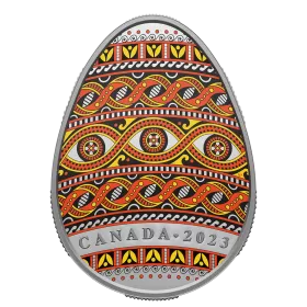 2023 Canadian $20 Pysanka - 1 oz Fine Silver Egg-Shaped Coloured Coin 