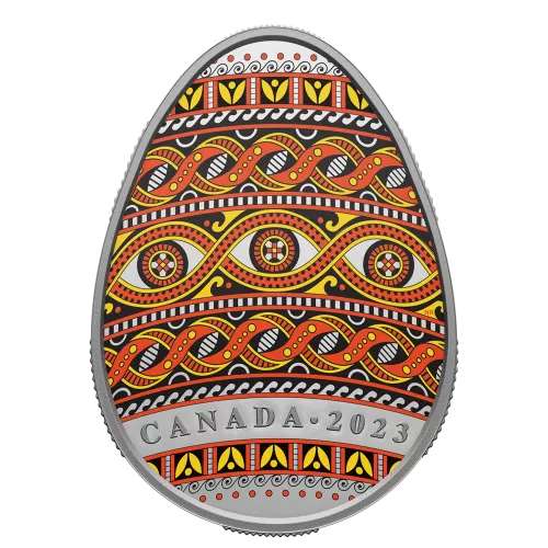 2023 Canadian $20 Pysanka - 1 oz Fine Silver Egg-Shaped Coloured Coin 