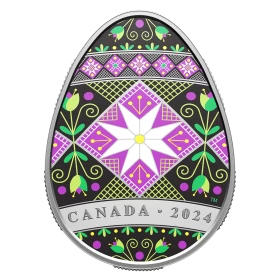 2024 Canadian $20 Contemporary Ukrainian Pysanka - 1 oz Fine Silver Egg-Shaped Coloured Coin