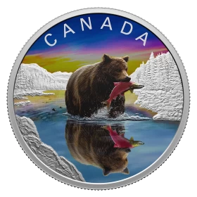 2024 Canada $20 Wildlife Reflections: Grizzly Bear - 1 oz Fine Silver Coloured Coin-no outside box