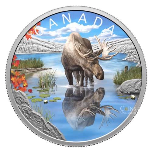 2024 Canada $20 Wildlife Reflections: Moose - 1 oz Fine Silver Coloured Coin