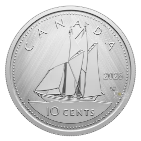 2025 Canada 10-Cent Tribute: W Mint Mark – Bluenose - 1 oz Fine Silver Coin
