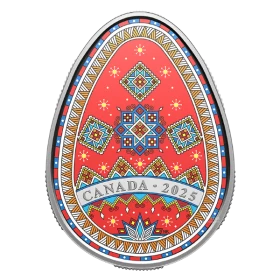 2025 Canada $20 Contemporary Ukrainian Pysanka - 1 oz Fine Silver Egg-Shaped Coloured Coin