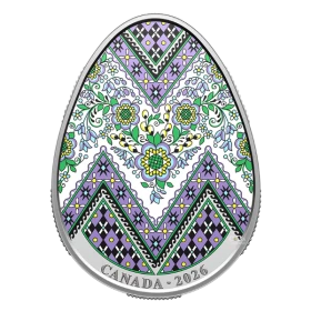 2026 Canada $20 Pysanka - 1 oz Fine Silver Egg-Shaped Coloured Coin