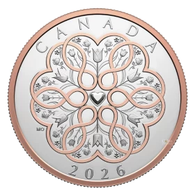 2026 Canada $20 Celebrate Love - 1 oz Fine Silver Gold-plated Coin