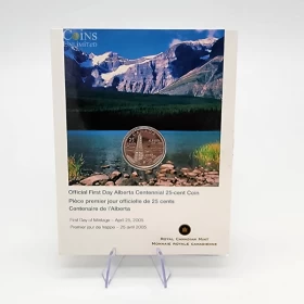 2005-P (1905-) Canada 25-Cent Alberta Centennial Official First Day Quarter Coin