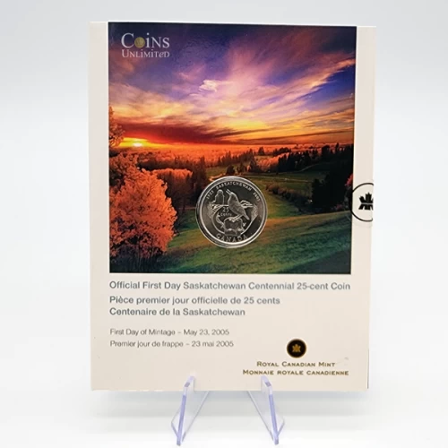 2005-P (1905-) Canada 25-Cent Saskatchewan Centennial Official First Day Quarter Coin