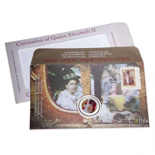 2013 Canadian 25-Cent Her Majesty Queen Elizabeth II Coronation - Coloured Coin in Philatelic Numismatic Cover (PNC)
