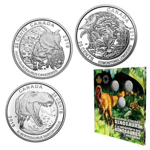 2019 Canadian 25-Cent Dinosaurs of Canada 3-Coin Set