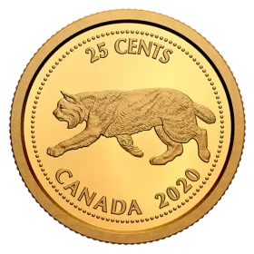 2020 Canadian 25-Cent Tribute to Alex Colville Series: 1967 Bobcat Quarter Coin 1/10 oz Pure Gold Coin