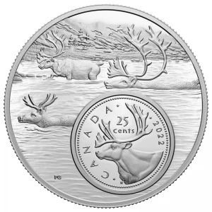 2022 Canadian 25-Cent The Bigger Picture: Caribou - 5 oz Fine Silver Coin
