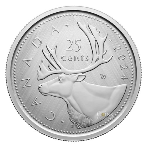 2024 Canada 25-Cent Tribute: W Mint Mark - Caribou Quarter Pure Silver Coin
