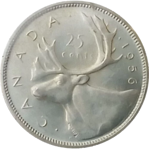1956 Canadian 25-Cent Caribou Silver Quarter Coin (Uncirculated)