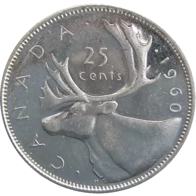 1960 Canadian 25-Cent Caribou Silver Quarter Coin (Brilliant Uncirculated)
