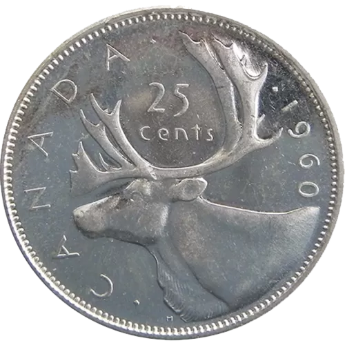 1960 Canadian 25-Cent Caribou Silver Quarter Coin (Brilliant Uncirculated)