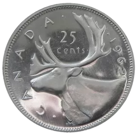 1962 Canadian 25-Cent Caribou Silver Quarter Coin (Brilliant Uncirculated)