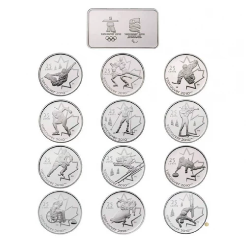 2010 Canada 25¢ Vancouver – Sterling Silver Circulation Wafer and Coin Set