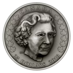 2018 Canadian $25 Her Majesty Queen Elizabeth II: Matriarch of the Royal Family - Fine Silver Coin (Antique Finish)