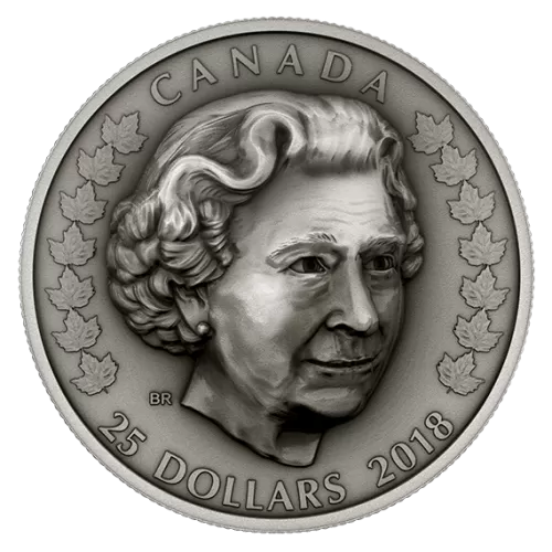2018 Canadian $25 Her Majesty Queen Elizabeth II: Matriarch of the Royal Family - Fine Silver Coin (Antique Finish)