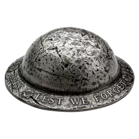 2018 (1918-) Canadian $25 Lest We Forget Helmet-shaped 1.5 oz Fine Silver Coin