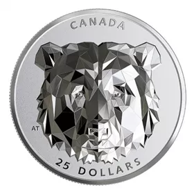 2020 Canadian $25 Multifaceted Animal Head: Grizzly Bear - 1 oz Fine Silver Extraordinarily-High Relief Coin