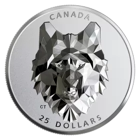 2019 Canadian $25 Multifaceted Animal Head: Wolf - 1 oz Fine Silver Extraordinarily-High Relief Coin