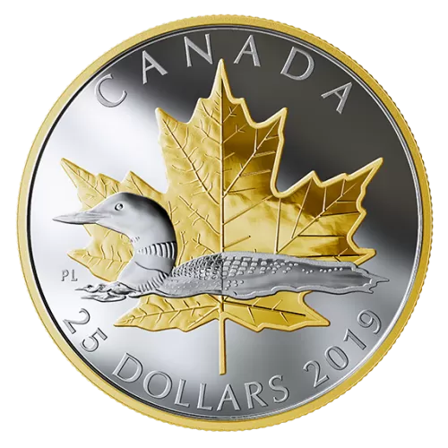 2019 Canadian $25 Timeless Icons: Loon - 1 oz Fine Silver & Gold-plated Piedfort Coin