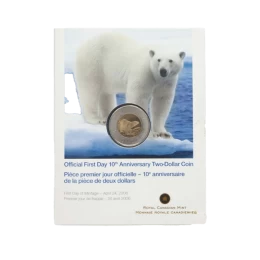 2006 (1996-) Canada $2 Official First Day: Polar Bear Toonie 10th Anniversary Proof Coin