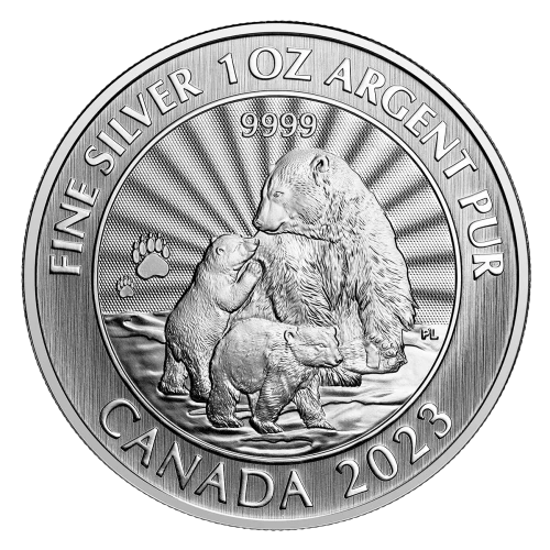 2023 Canadian $5 First Strikes: The Majestic Polar Bear and Cubs - 1 oz Fine Silver Bullion Coin