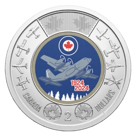 2024 (1924-) Canada $2 RCAF 100th Anniversary of the Royal Canadian Air Force Colourized Toonie Coin (Brilliant Uncirculated)