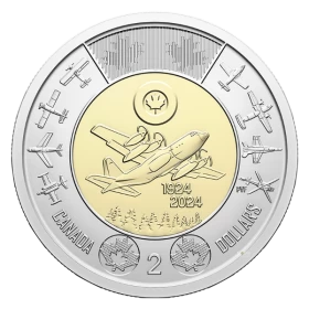 2024 (1924-) Canada $2 RCAF 100th Anniversary of the Royal Canadian Air Force Non-colourized Toonie Coin (Brilliant Uncirculated)