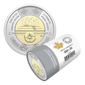 2025 Canada $2 Honouring Canada’s Unknown Soldier Non-Colourized Special Wrap Roll