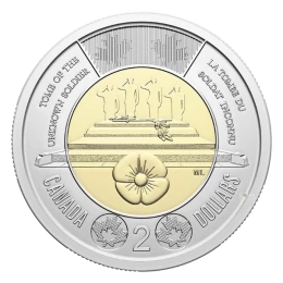 2025 Canada $2 Honouring Canada’s Unknown Soldier Non-Colourized Toonie Coins (Brilliant Uncirculated)