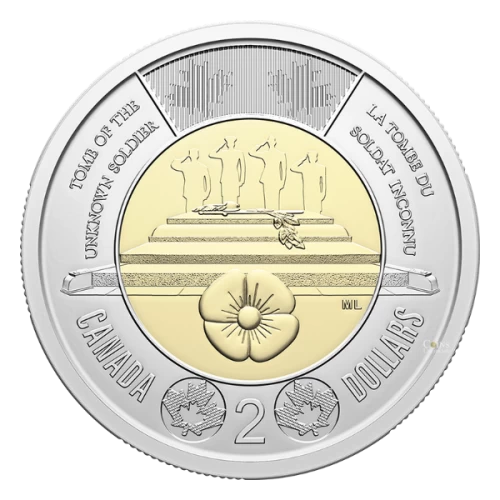 2025 Canada $2 Honouring Canada’s Unknown Soldier Non-Colourized Toonie Coins (Brilliant Uncirculated)