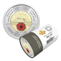 2025 Canada $2 Honouring Canada’s Unknown Soldier Colourized Special Wrap Roll