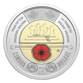 2025 Canada $2 Honouring Canada’s Unknown Soldier Colourized Toonie Coins (Brilliant Uncirculated)